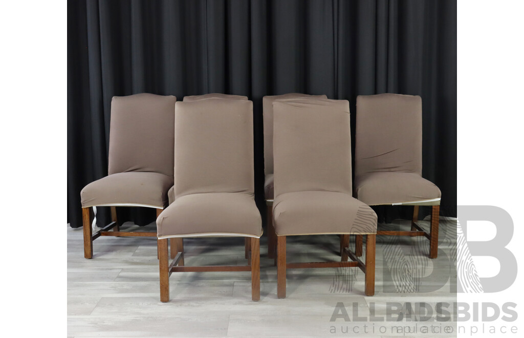 Set of Six Modern Fabric Upholstered Dining Chairs