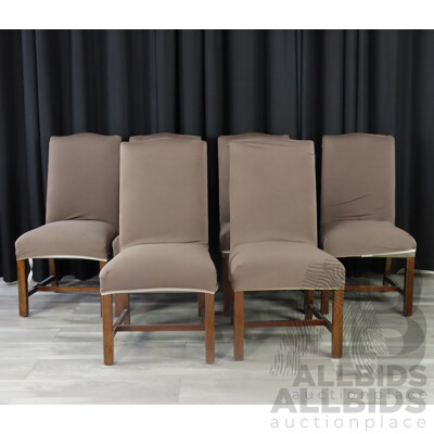 Set of Six Modern Fabric Upholstered Dining Chairs