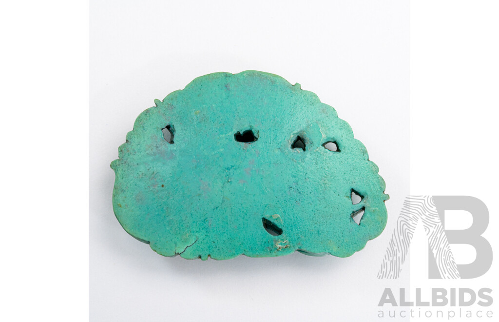 Antique Chinese Turquoise Stone Gourd Carving, 30mm X 40mm, 11.50 Grams