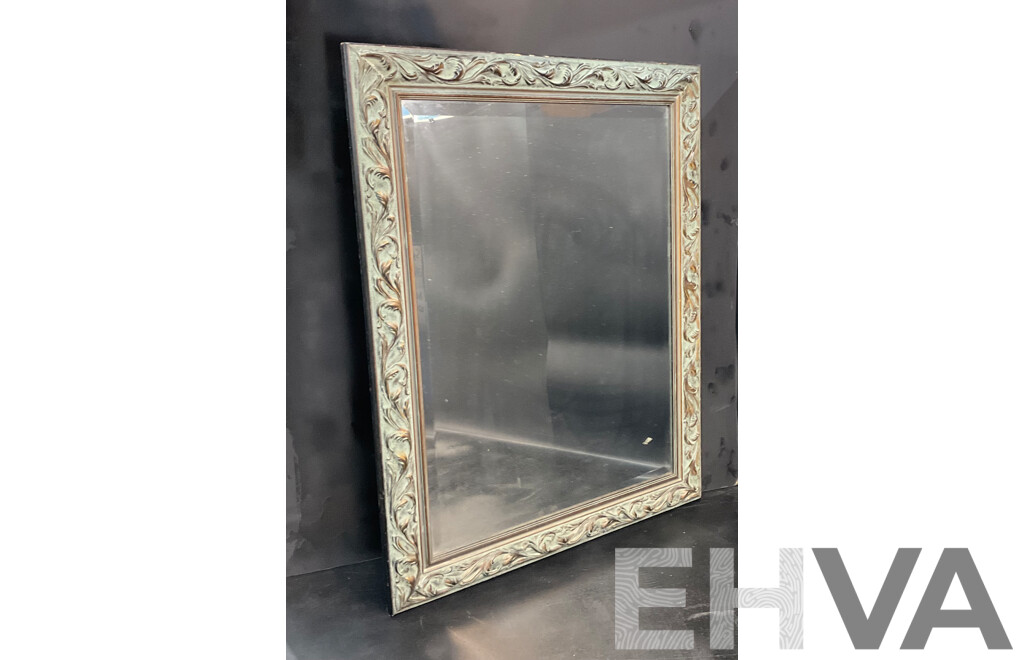 Patinated Gilt Ornate Framed Bevelled Mirror