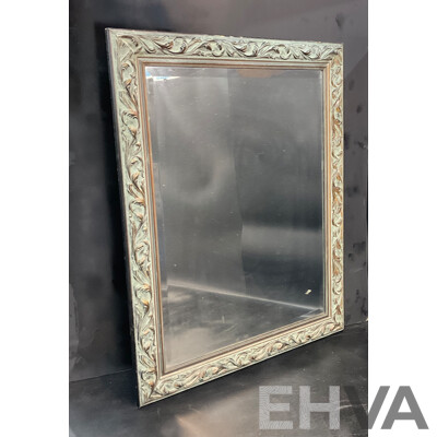 Patinated Gilt Ornate Framed Bevelled Mirror