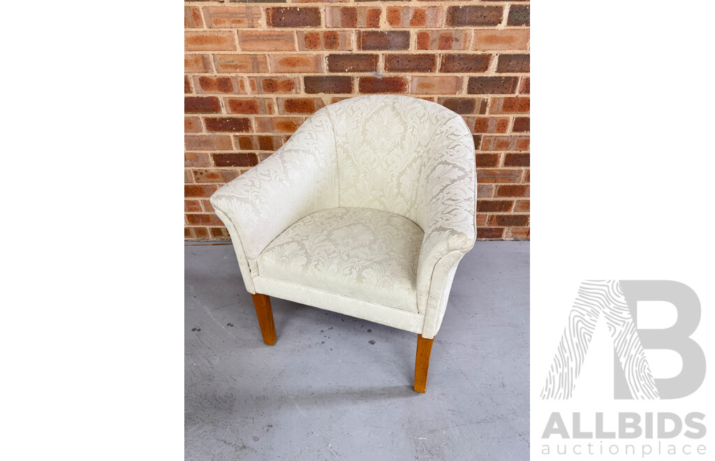 Vintage Cream Brocade Armchair by Eaststyle