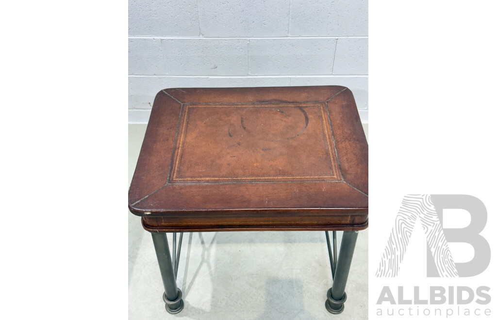 Pair of Maitland Smith Style Leather Bound Side Tables