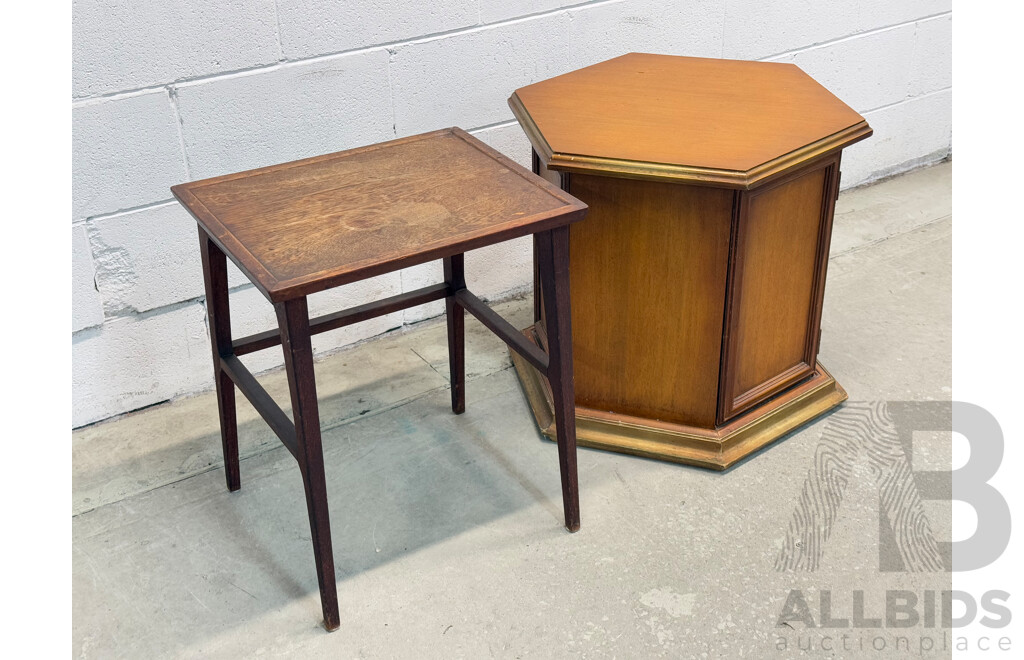 Mid Century Teak Side Table Together with Hexagonal Side Table