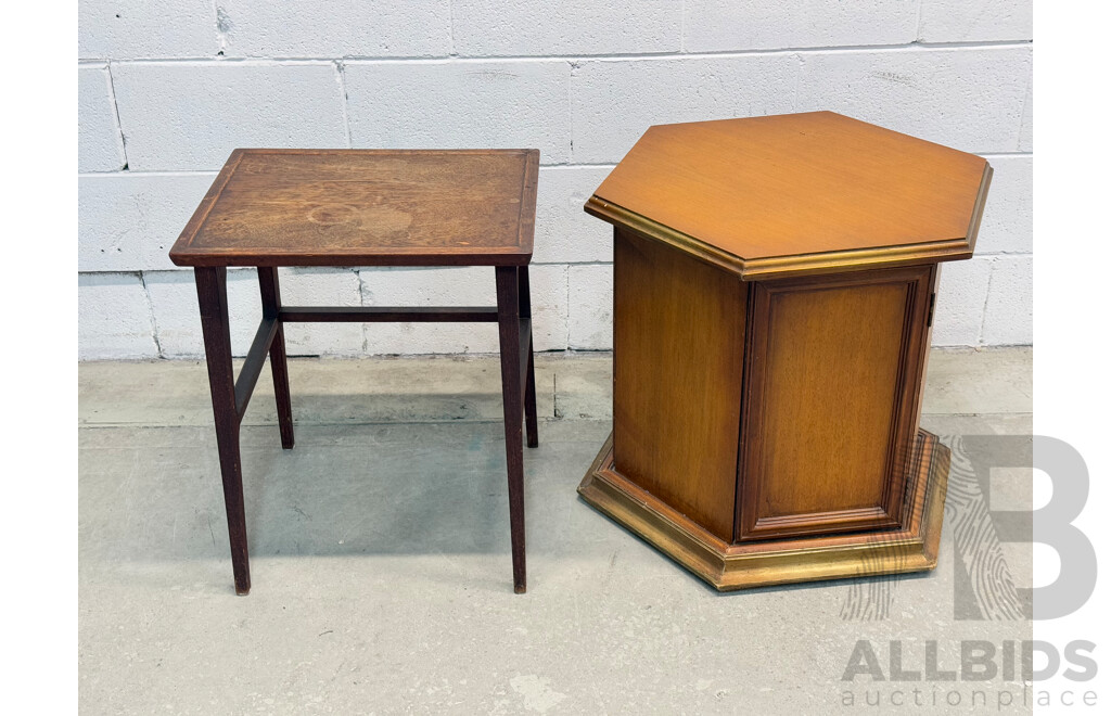 Mid Century Teak Side Table Together with Hexagonal Side Table