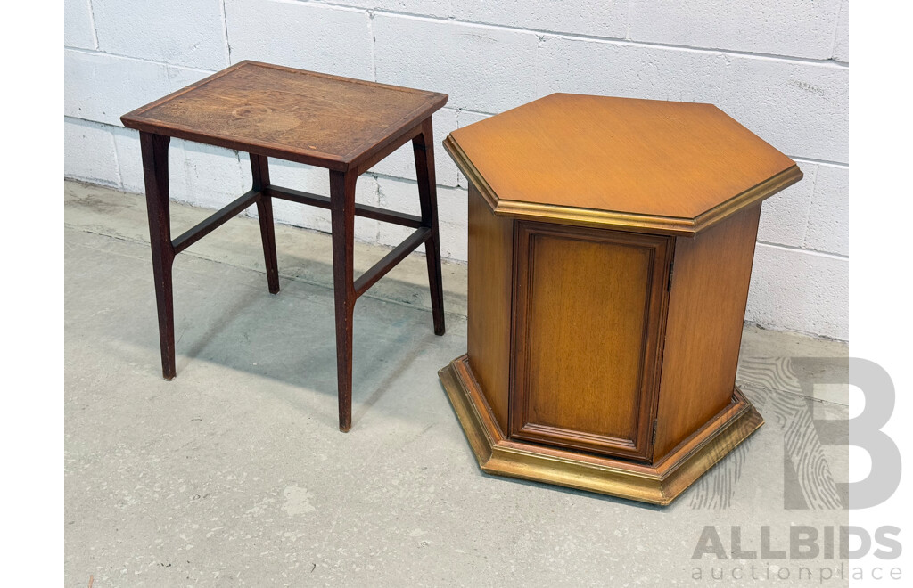 Mid Century Teak Side Table Together with Hexagonal Side Table