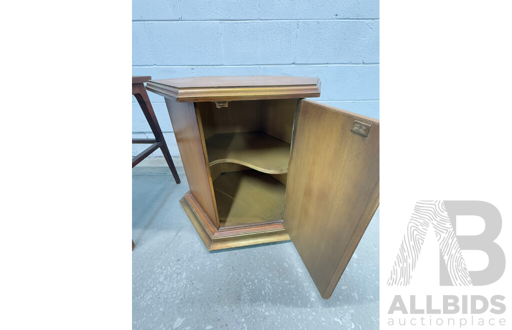 Mid Century Teak Side Table Together with Hexagonal Side Table