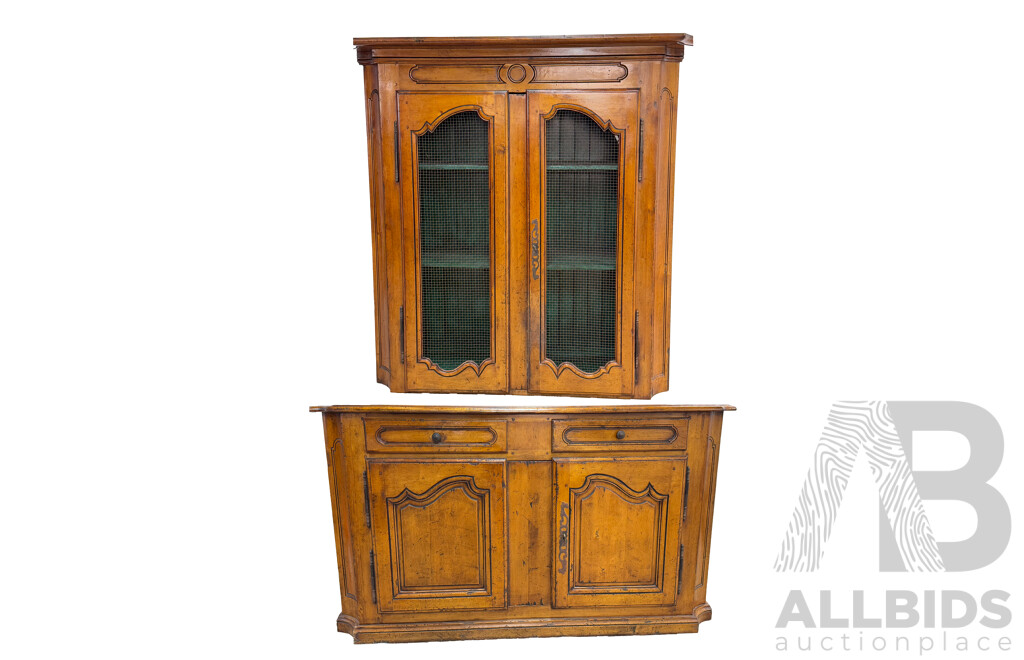 French Provincial Style Fruitwood Buffet and Hutch