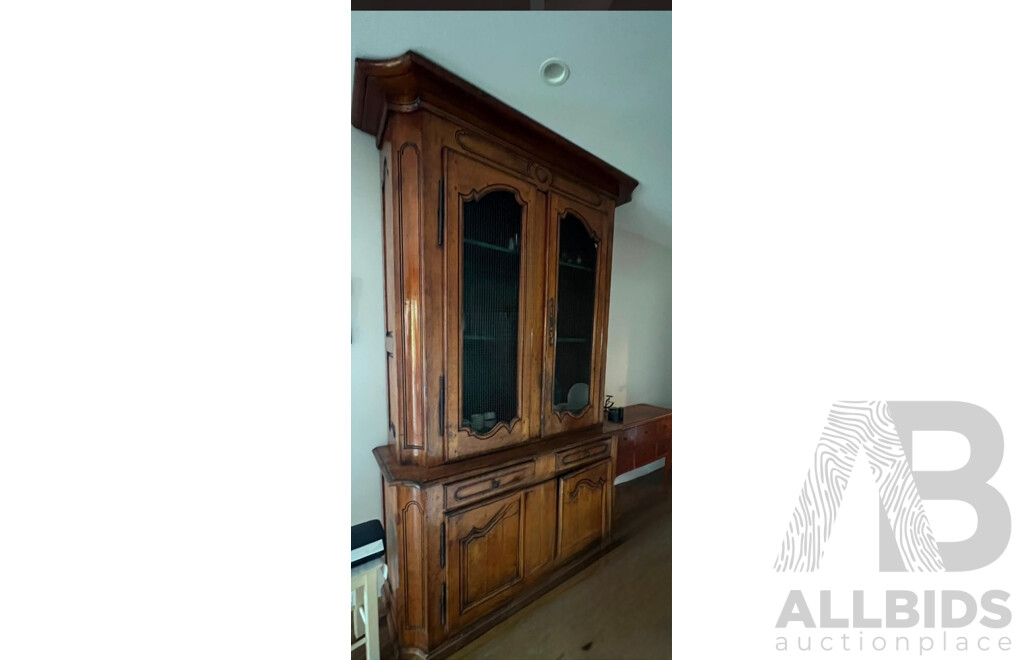 French Provincial Style Fruitwood Buffet and Hutch