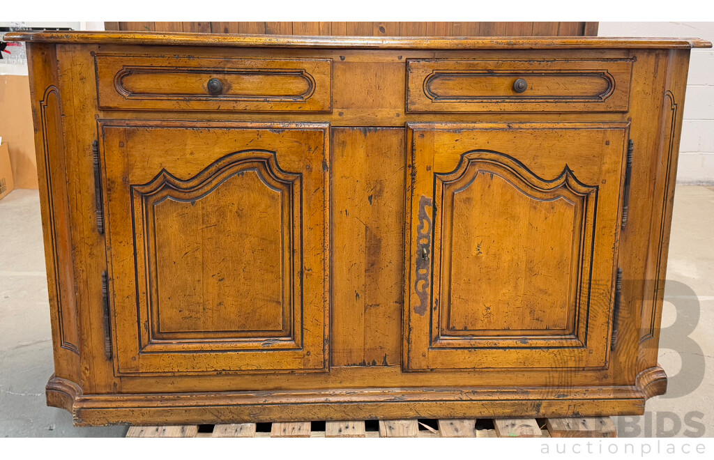 French Provincial Style Fruitwood Buffet and Hutch