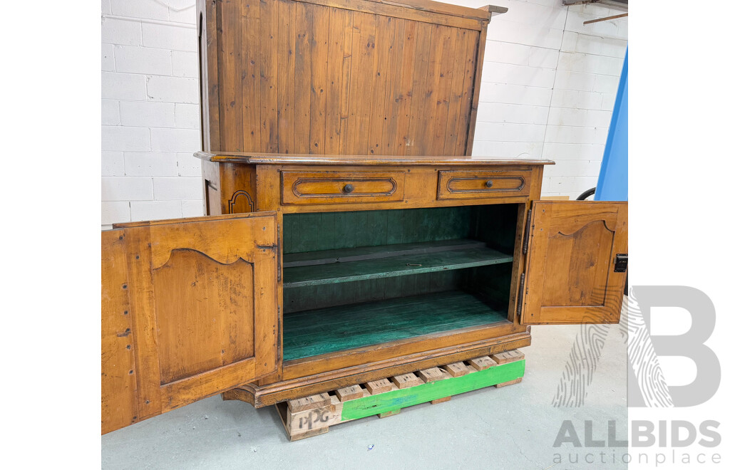 French Provincial Style Fruitwood Buffet and Hutch