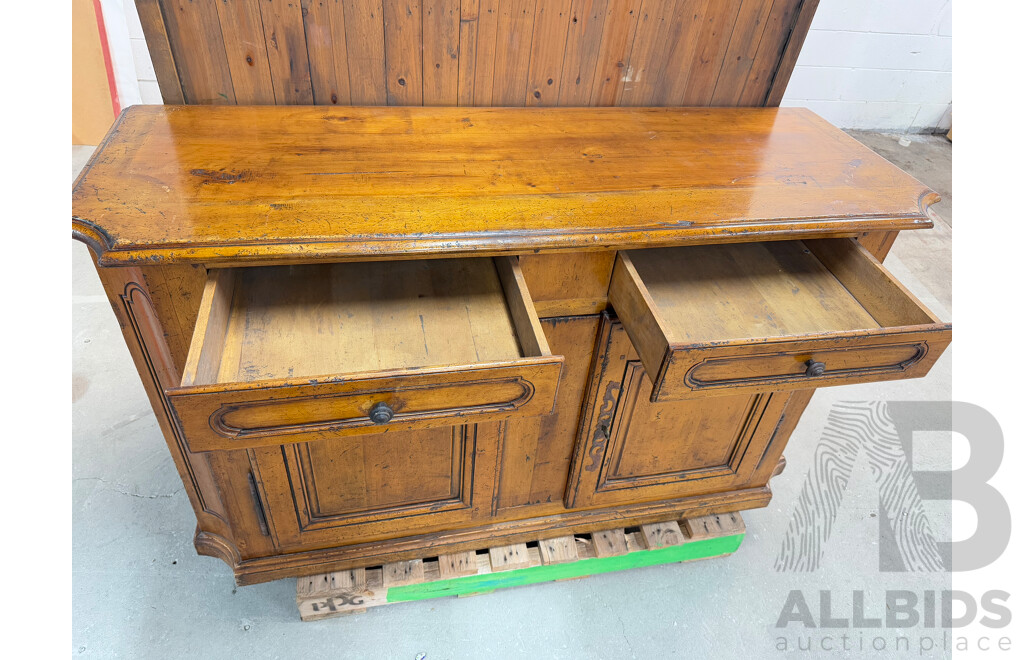 French Provincial Style Fruitwood Buffet and Hutch