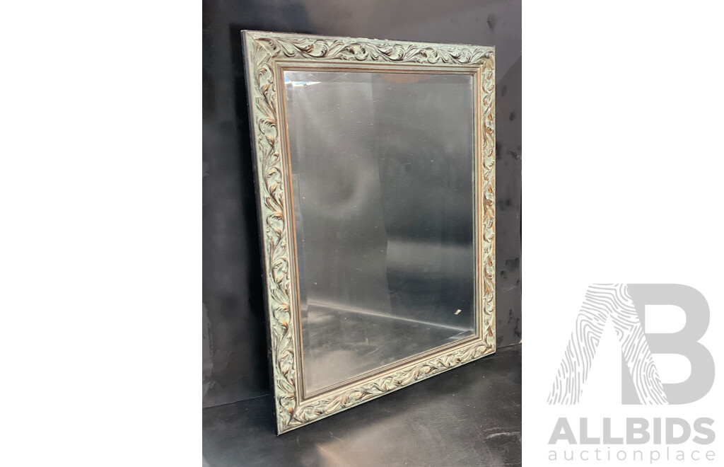 Patinated Gilt Ornate Framed Bevelled Mirror