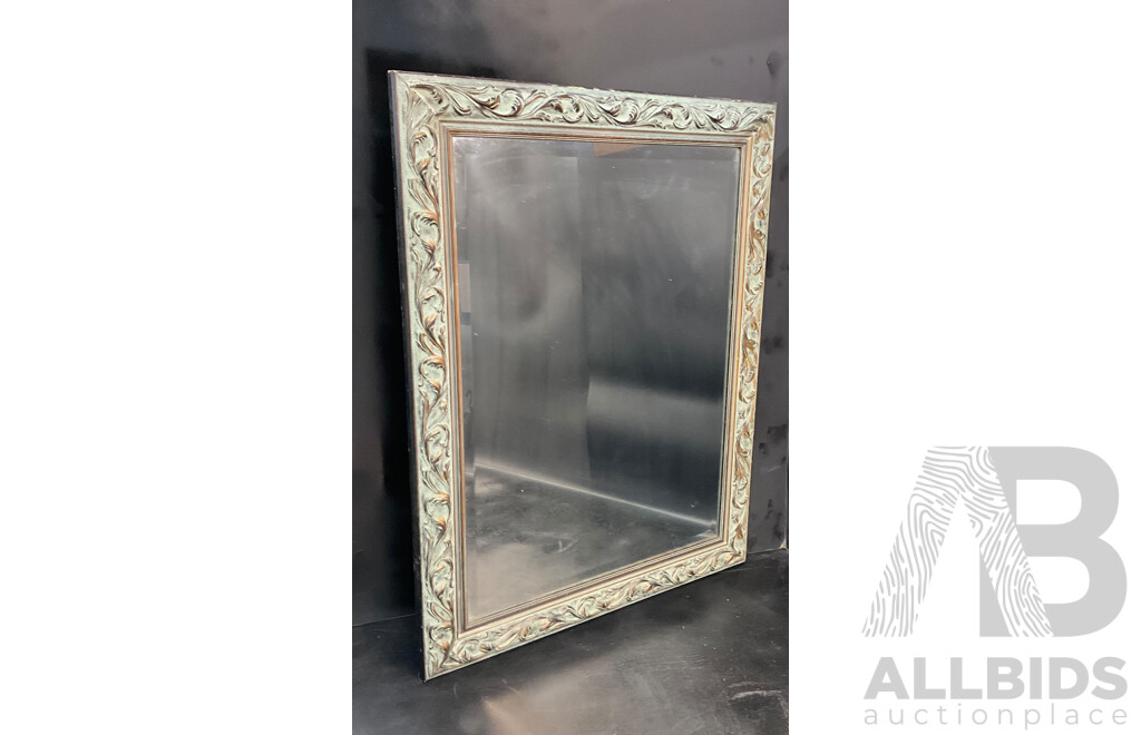 Patinated Gilt Ornate Framed Bevelled Mirror