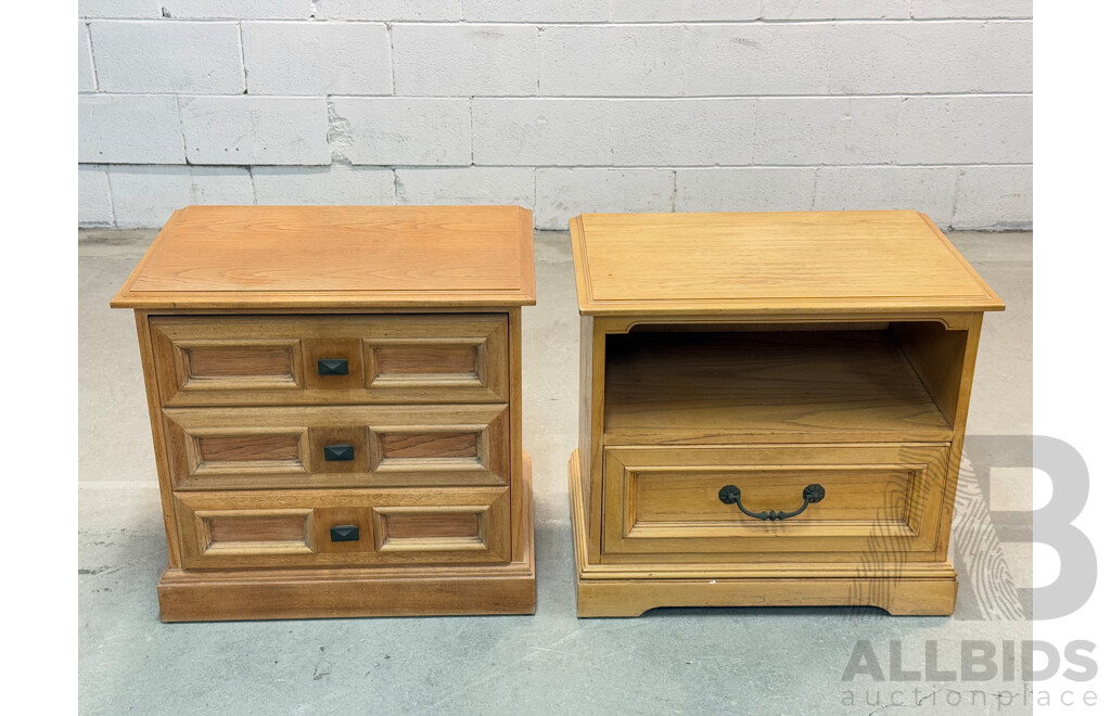 Single Drawer Bedside by Van Treight Together with a Three Drawer Example