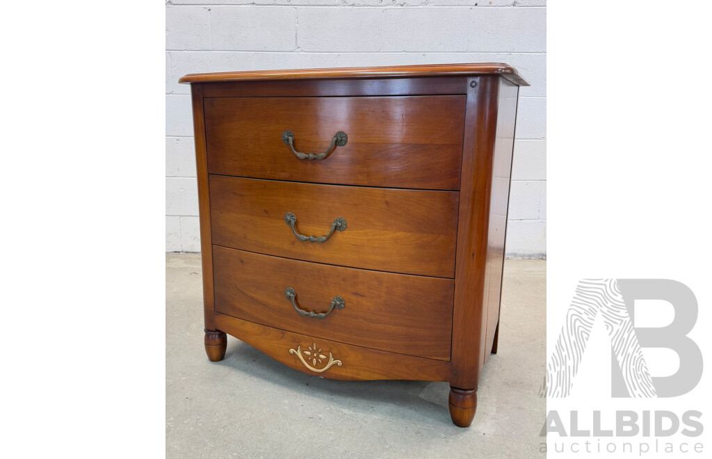 'Baboucka' Cherrywood Three Drawer Bowfront Bedside Chest by Brigitte Forestier