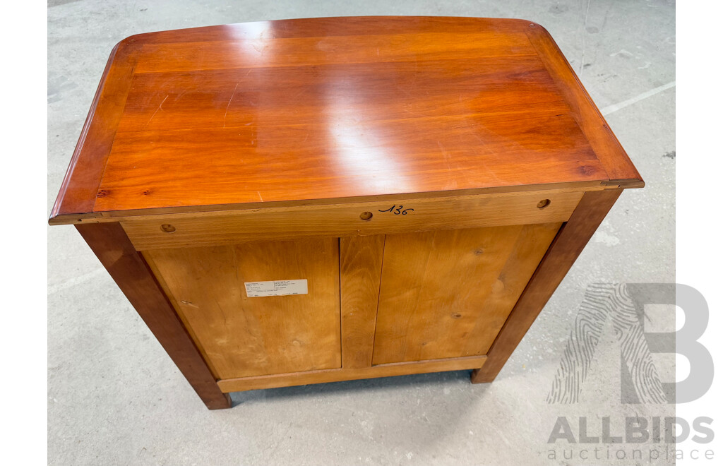 'Baboucka' Cherrywood Three Drawer Bowfront Bedside Chest by Brigitte Forestier