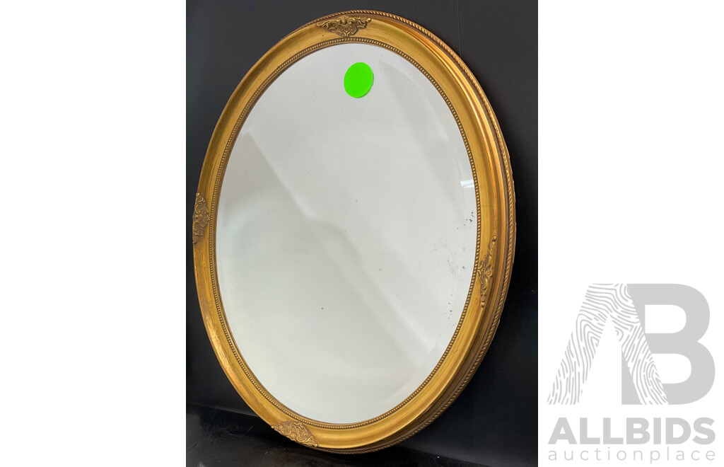 Gilt Framed Bevelled Oval Mirror