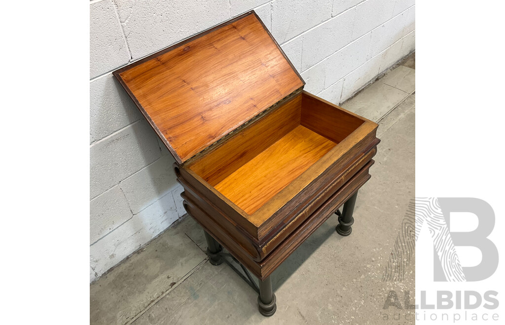 Leather Bound Book Form Side Table