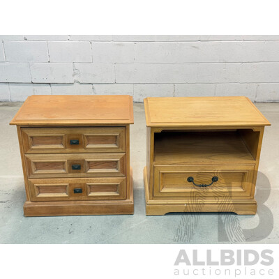 Single Drawer Bedside by Van Treight Together with a Three Drawer Example