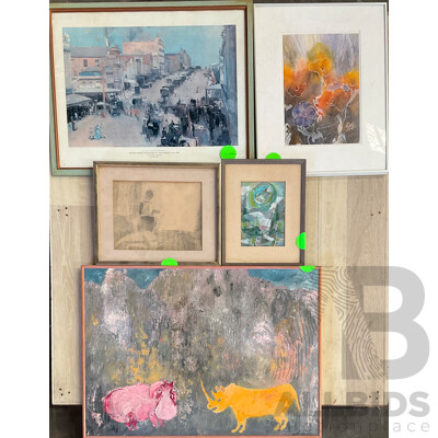 Assorted of Framed Abstract Paintings - Lot of 6