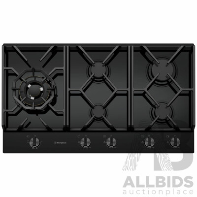 Westinghouse 90cm 5 Burner Tempered Glass Natural Gas Cooktop - Ex Display - ORP $1749