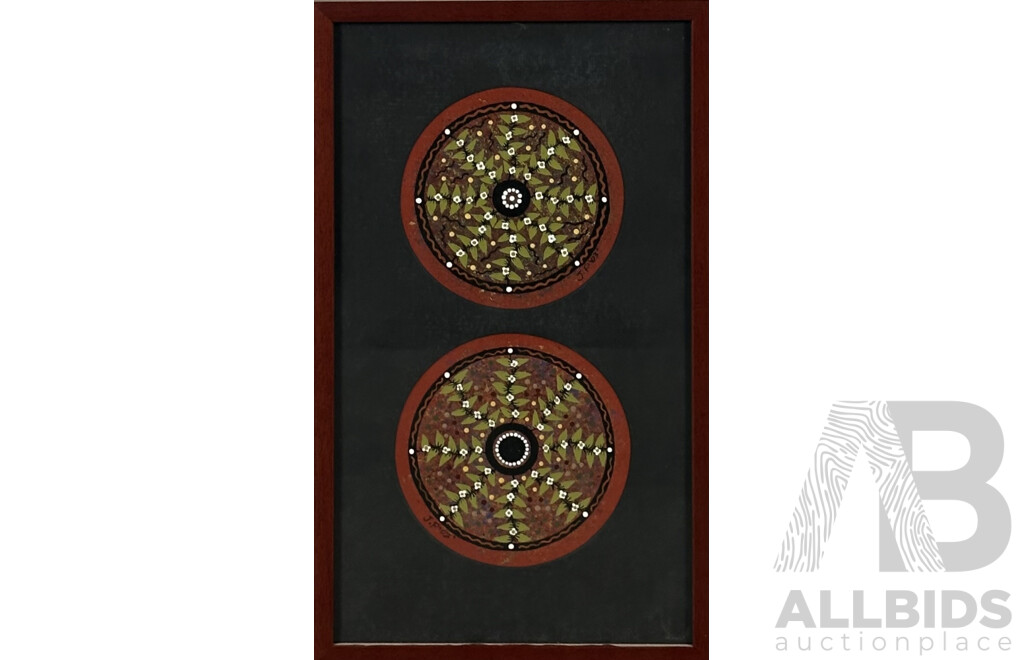 J.P. Mandala Duo, (2003), Acrylic on Canvas, 49 x 29 cm (frame)