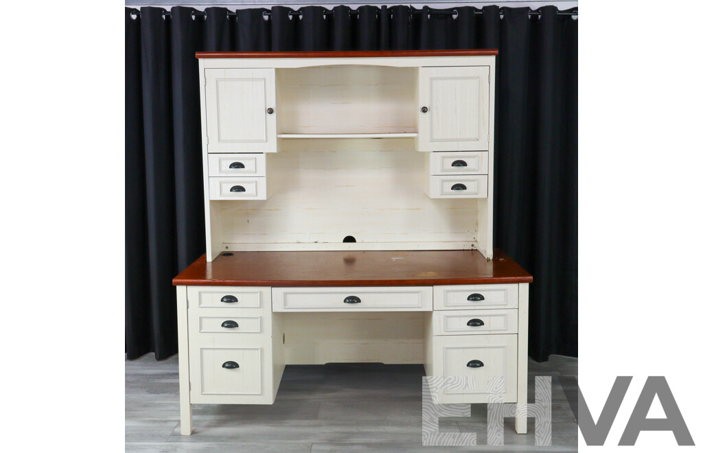 Modern Timber Desk with Hutch