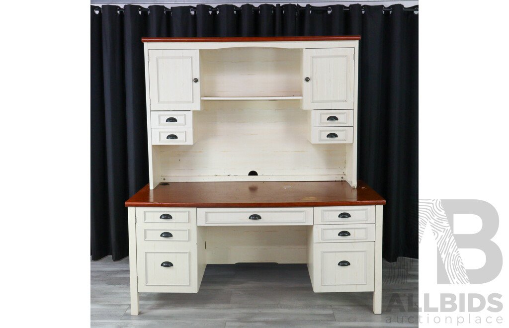 Modern Timber Desk with Hutch