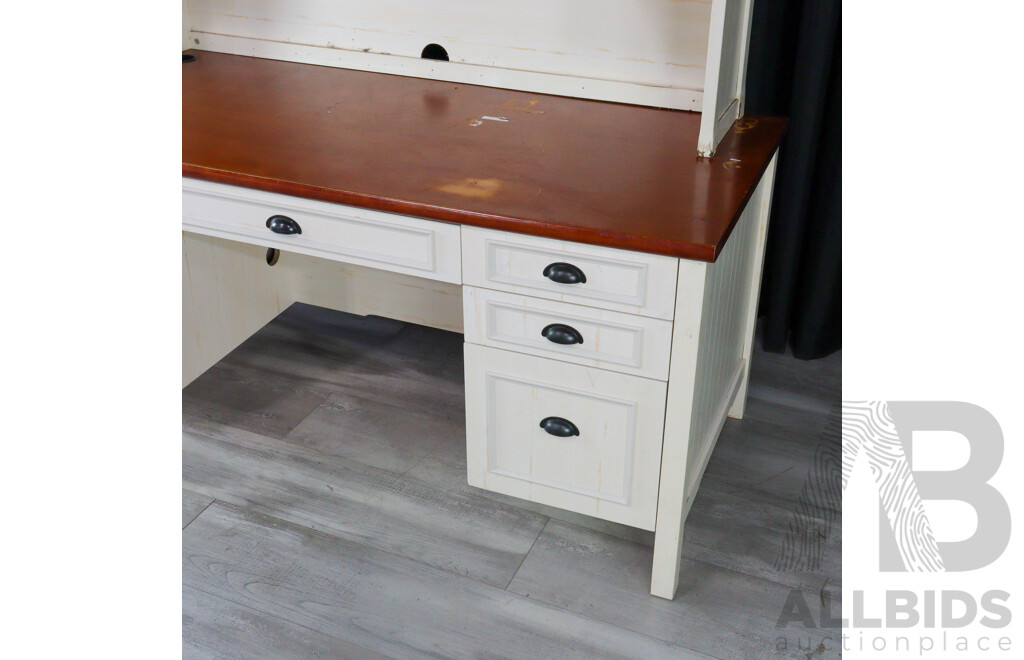 Modern Timber Desk with Hutch