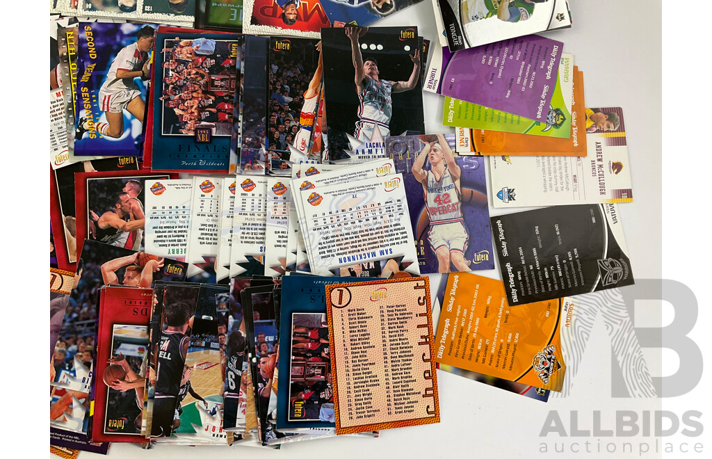 Collection of Futera 1990's NBL and Dynamic Marketing NRL Collector Cards Including Andrew Gaze, Cecil Exum, Billy Slater and Many More