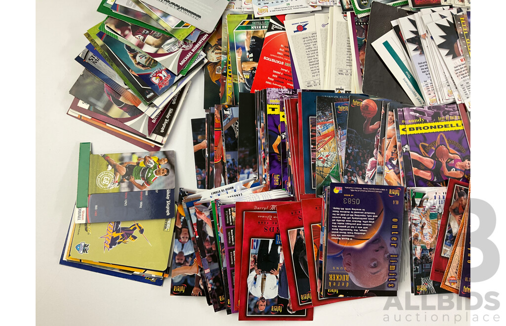 Collection of Futera 1990's NBL and Dynamic Marketing NRL Collector Cards Including Andrew Gaze, Cecil Exum, Billy Slater and Many More