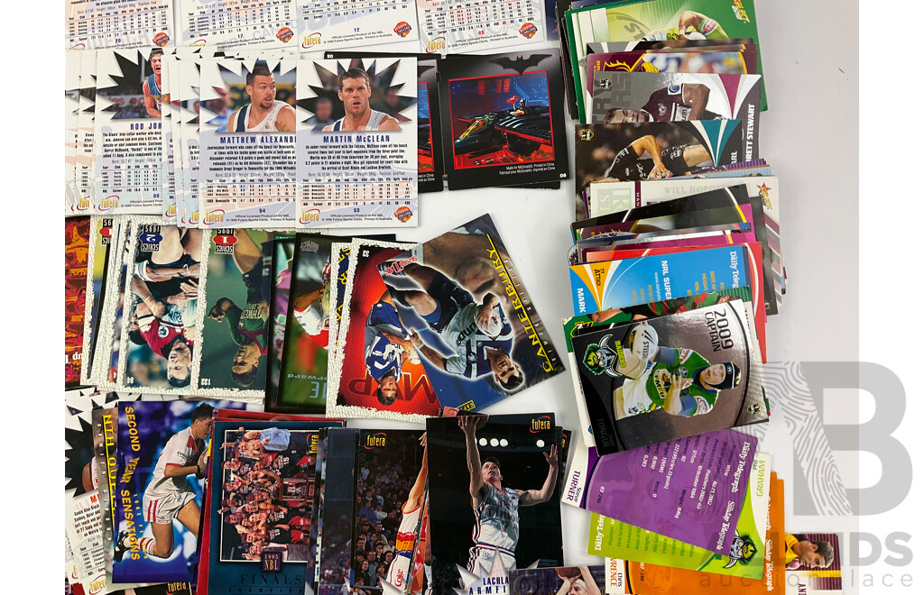 Collection of Futera 1990's NBL and Dynamic Marketing NRL Collector Cards Including Andrew Gaze, Cecil Exum, Billy Slater and Many More