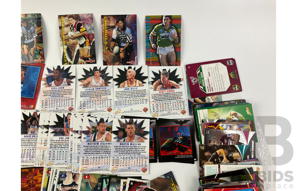 Collection of Futera 1990's NBL and Dynamic Marketing NRL Collector Cards Including Andrew Gaze, Cecil Exum, Billy Slater and Many More