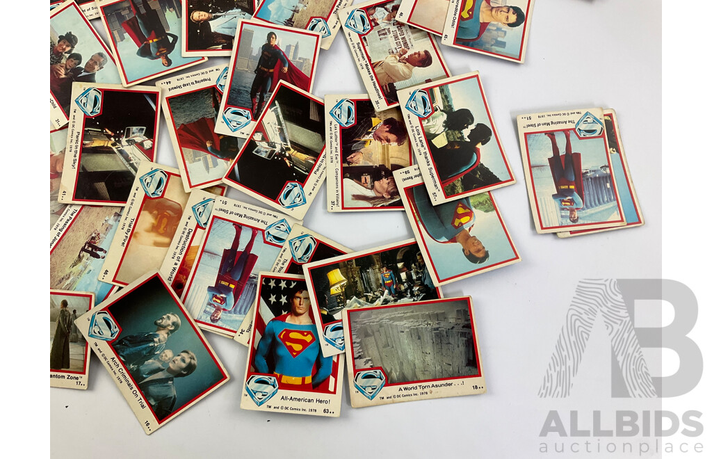 1978 DC Comics Superman Collector Cards Including Christopher Reeves as Clark Kent/Man of Steel, Margot Kidder as Lois Lane and More