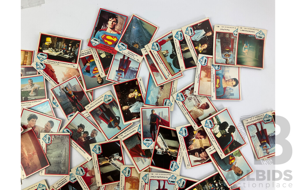 1978 DC Comics Superman Collector Cards Including Christopher Reeves as Clark Kent/Man of Steel, Margot Kidder as Lois Lane and More