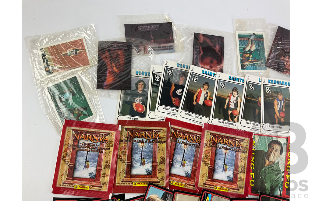 Vintage Collector Cards Including 1978 Encounters of the Third Kind, Kung Foo, Scanlans Krazy Kricket and VFL, White Wings Black Hole, Four Sealed Narnia Card Packs, Weet Bix Disney