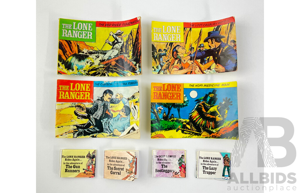 Rare 1973 'The Lone Ranger' Mini Comics Including Carson City Bank Robbery, Red River Flood Waters, Hopi Medicine Man, Lost Cavalry Patrol