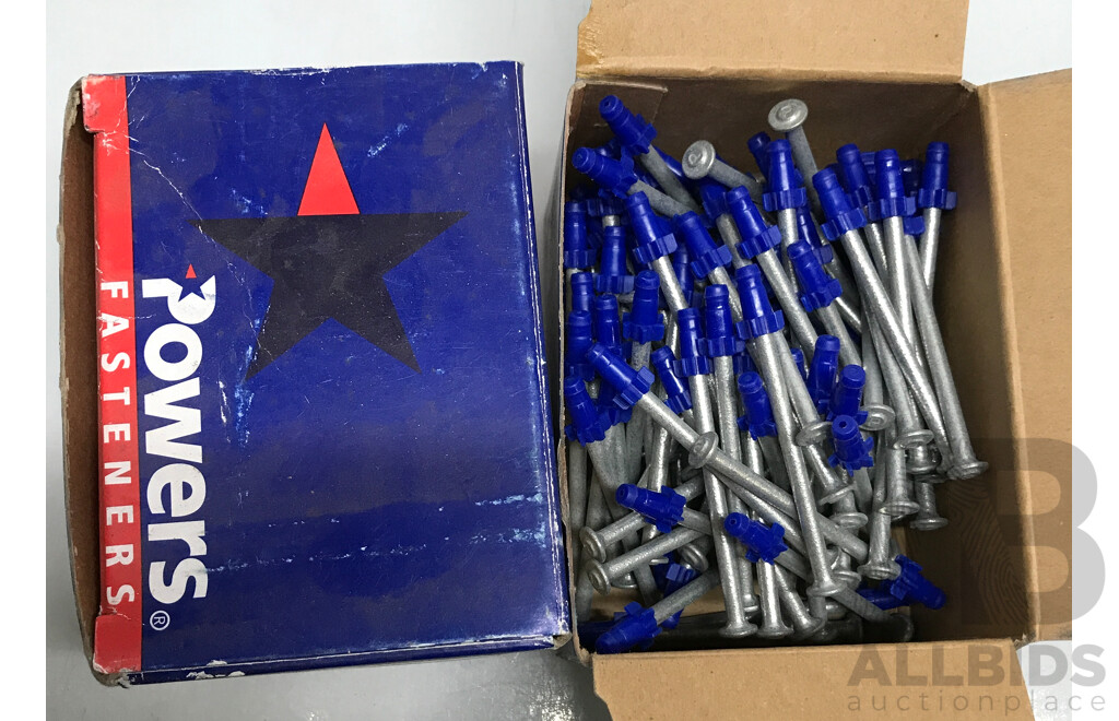 Powers Fasteners 100-Pack 3.7mm X 65mm Steel & Concrete Drive Pin- Lot of 19