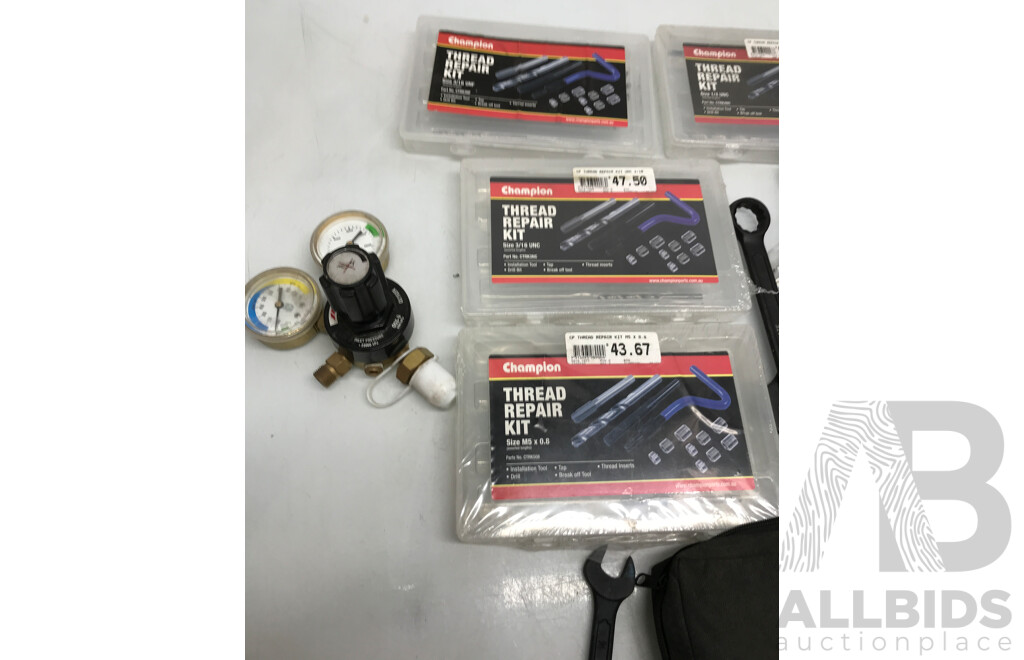 Assorted Lot of Tools and Sets Including Spanners, Thread Repair Kits, Screws, and More