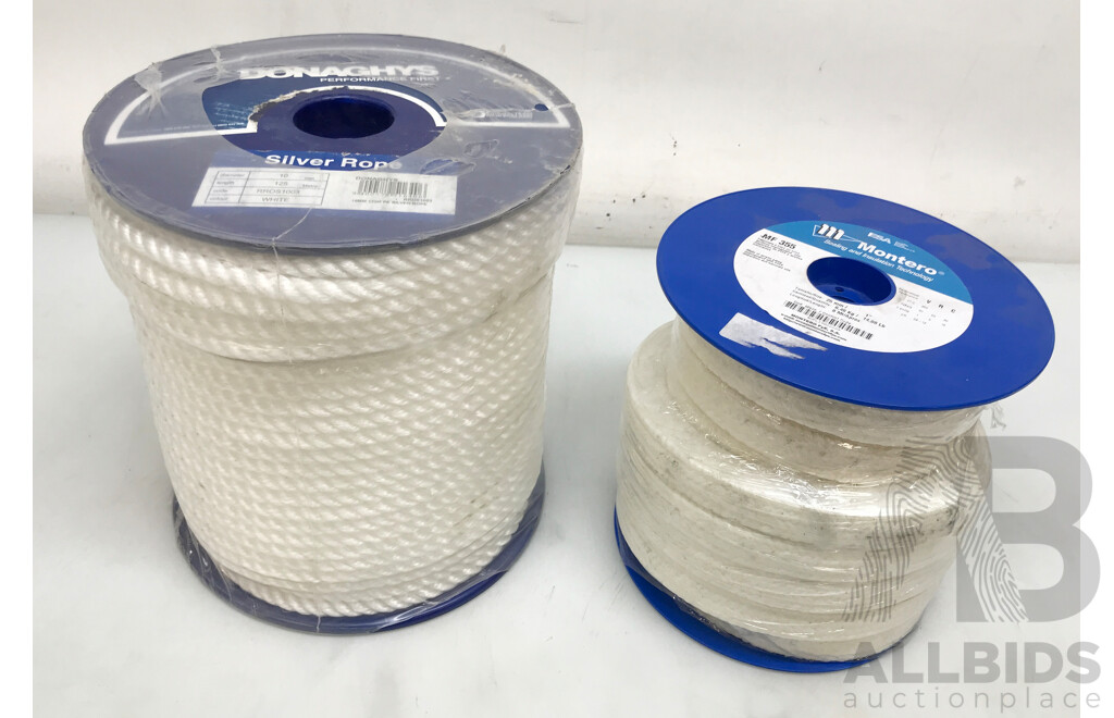 Donaghys Silver Rope (10mm X 125m) and Montero 25mm Rope - Lot of 2