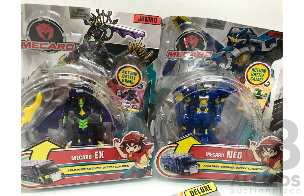 Assorted Mecard Battle Card Game with Transforming Mecardimal Figures - Lot of 5