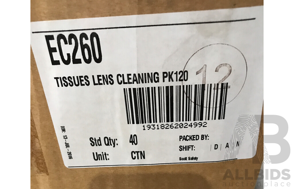 Pallet Lot of UniSafe Lens Cleaning Tissue (Boxes of 40pcs)