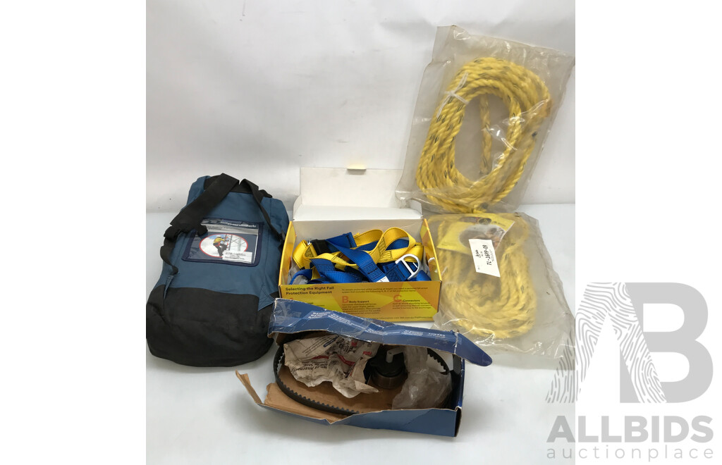 Assorted Safety Equipment Including Timing Belt Kit and Fall Protection & Rescue Straps/Ropes