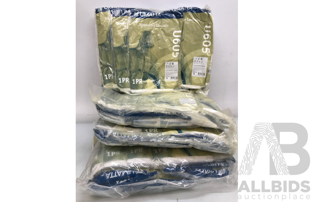 Umatta White Disposable Coveralls (Small) - Lot of 40