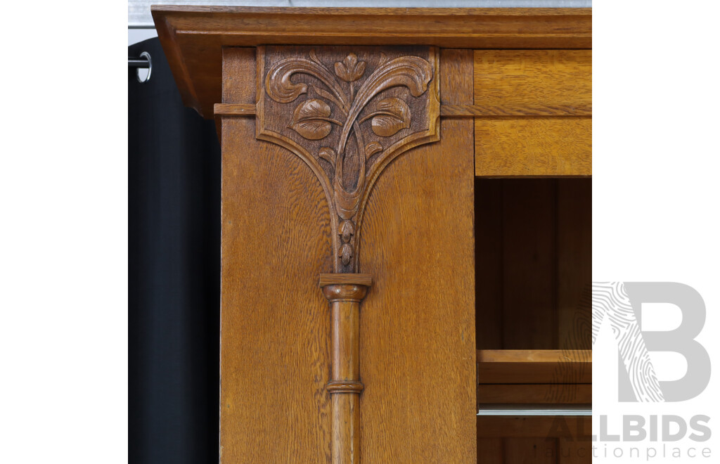 Good Art Nouveau Oak Single Door Robe by A.Hall & Co