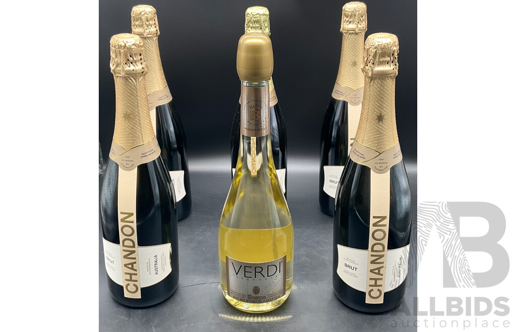 Chandon Brut Wine 750ml (x5) & Verdi Spumanter Wine - Lot of 6 -  ORP $165.00