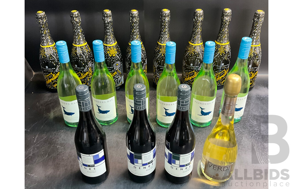 Assorted Wine - Yellowglen Yellow Brut Cuvée NV (x8), Flinders Bay (x6), Genre Pinot Noir (x3) & Verdi Spumanter - Lot of 18 - ORP $209.99