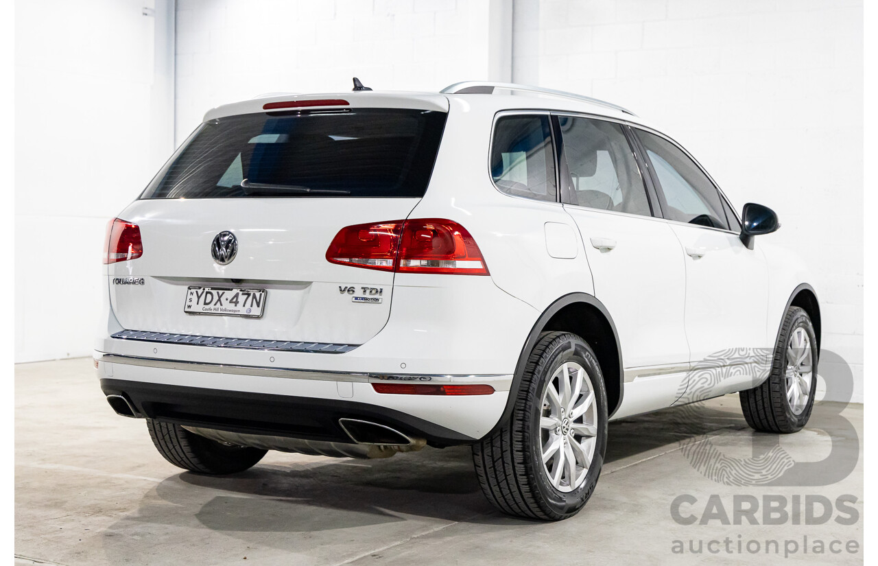 08/2016 Volkswagen Touareg 150 TDI (AWD) 7P MY17 4d Wagon Pure White Turbo Diesel 3.0L