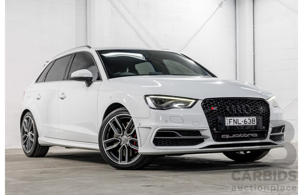 7/2014 Audi S3 Sportback 2.0 TFSI Quattro 8V MY14 5d Hatchback Glacier White Metallic Turbo 2.0L